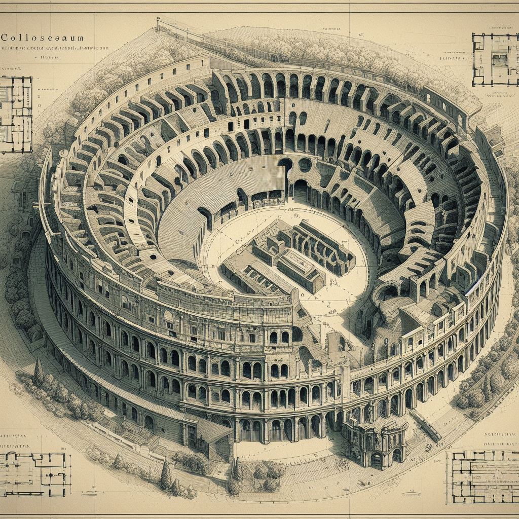 Coliseu Vespasiano, Arquitetura Romana, Virtus na Antiguidade, Eventos no Coliseu, História de Roma, Engenharia Arquitetônica, Gladiadores Romanos, Anfiteatros Históricos, Turismo Cultural em Roma, Restauração de Monumentos, Hipogeus no Coliseu, Batalhas Navais Simuladas, Vespasiano e Tito, Monumentos da Roma Antiga, Legado Arqueológico, Impacto Cultural do Coliseu, Entretenimento na Antiguidade, Roma Imperial, Rastrelli e Arqueologia, Política e Arquitetura Romana