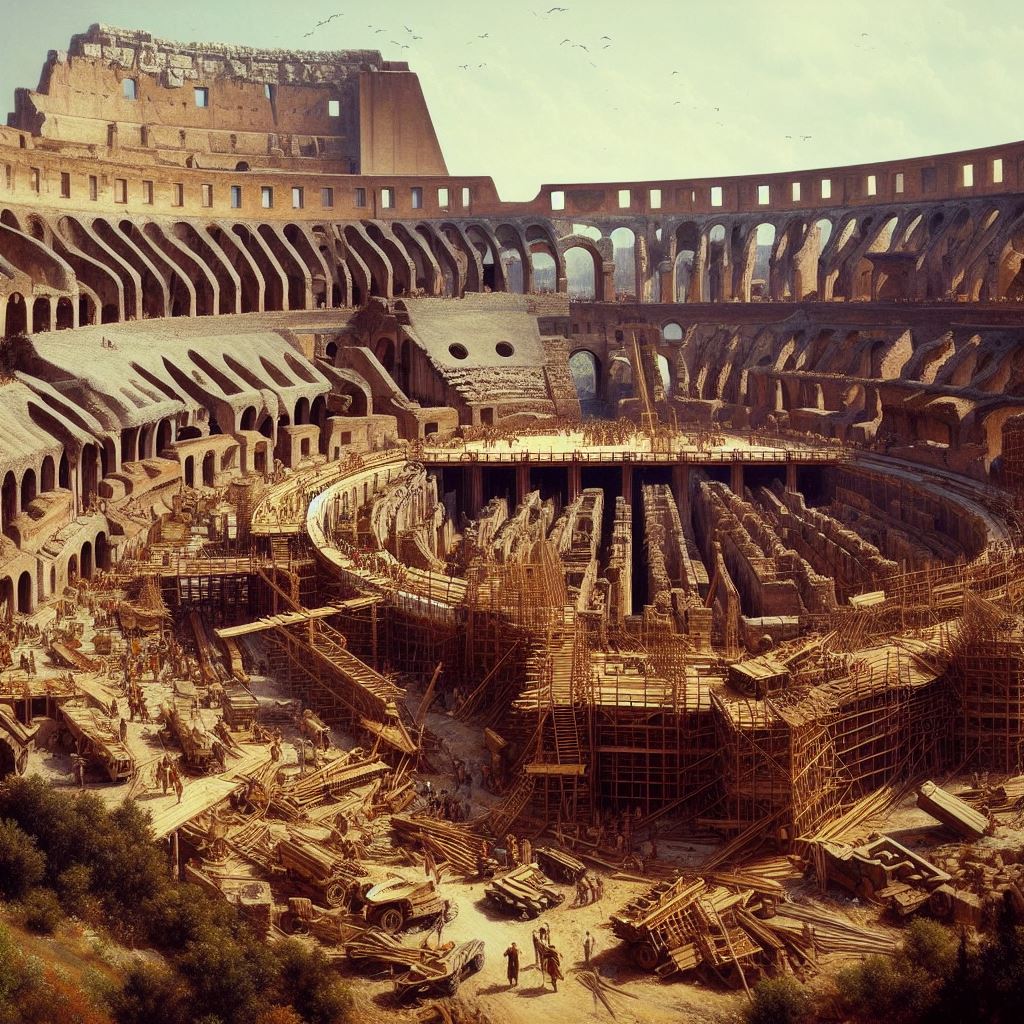 Coliseu Vespasiano, Arquitetura Romana, Virtus na Antiguidade, Eventos no Coliseu, História de Roma, Engenharia Arquitetônica, Gladiadores Romanos, Anfiteatros Históricos, Turismo Cultural em Roma, Restauração de Monumentos, Hipogeus no Coliseu, Batalhas Navais Simuladas, Vespasiano e Tito, Monumentos da Roma Antiga, Legado Arqueológico, Impacto Cultural do Coliseu, Entretenimento na Antiguidade, Roma Imperial, Rastrelli e Arqueologia, Política e Arquitetura Romana